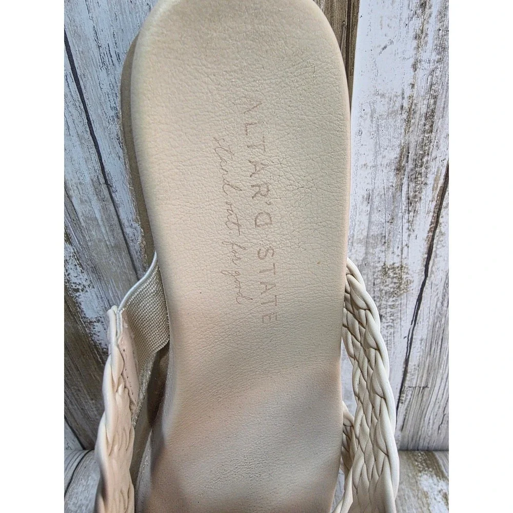 Altar State Beige Woven Platform Espadrille Wedge Sandals Women's Size 7